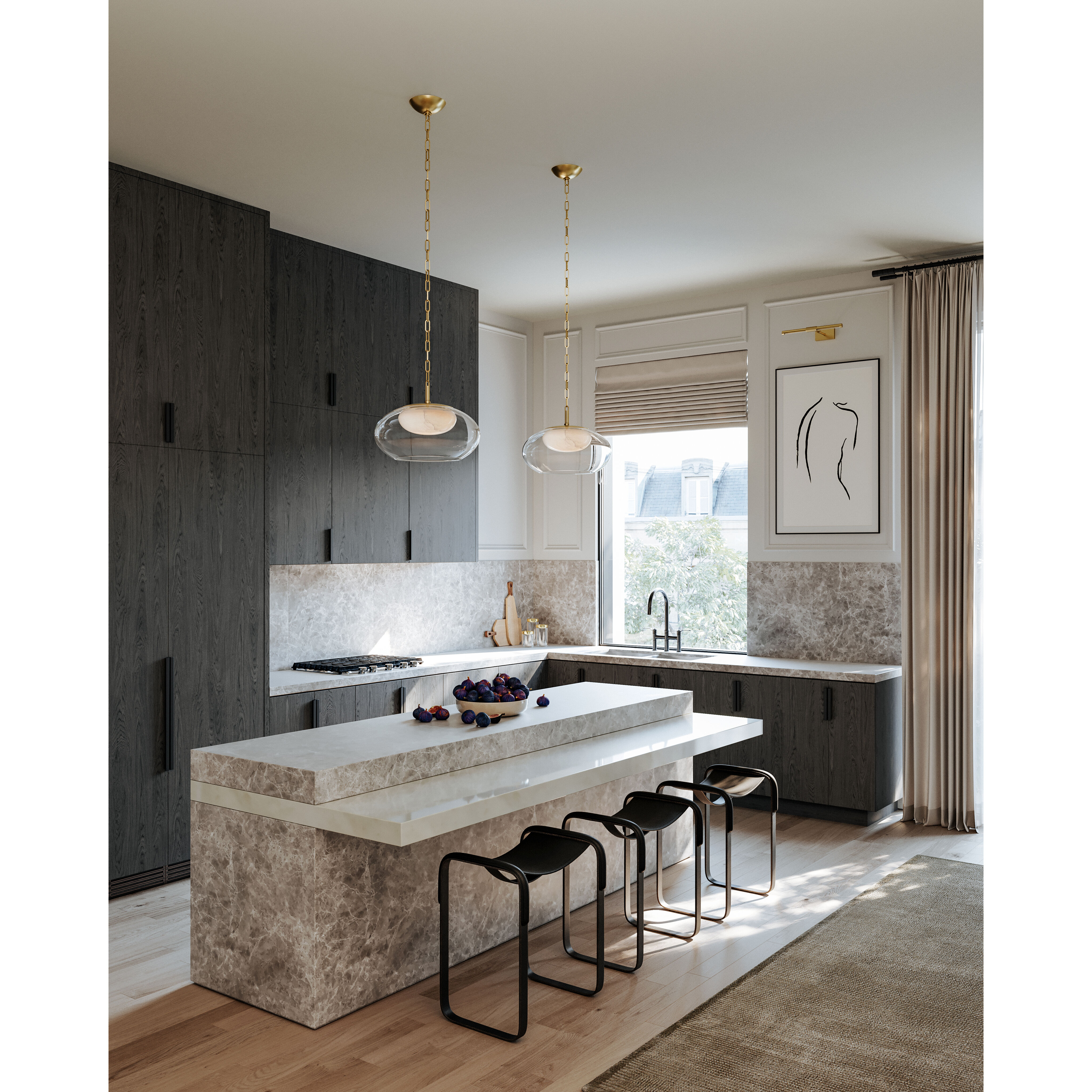 Moore LED 17 inch Aged Brass Pendant Ceiling Light